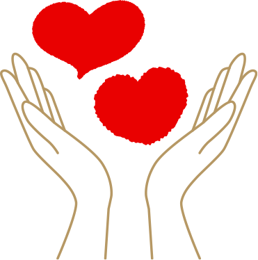 ハートと手のイラスト